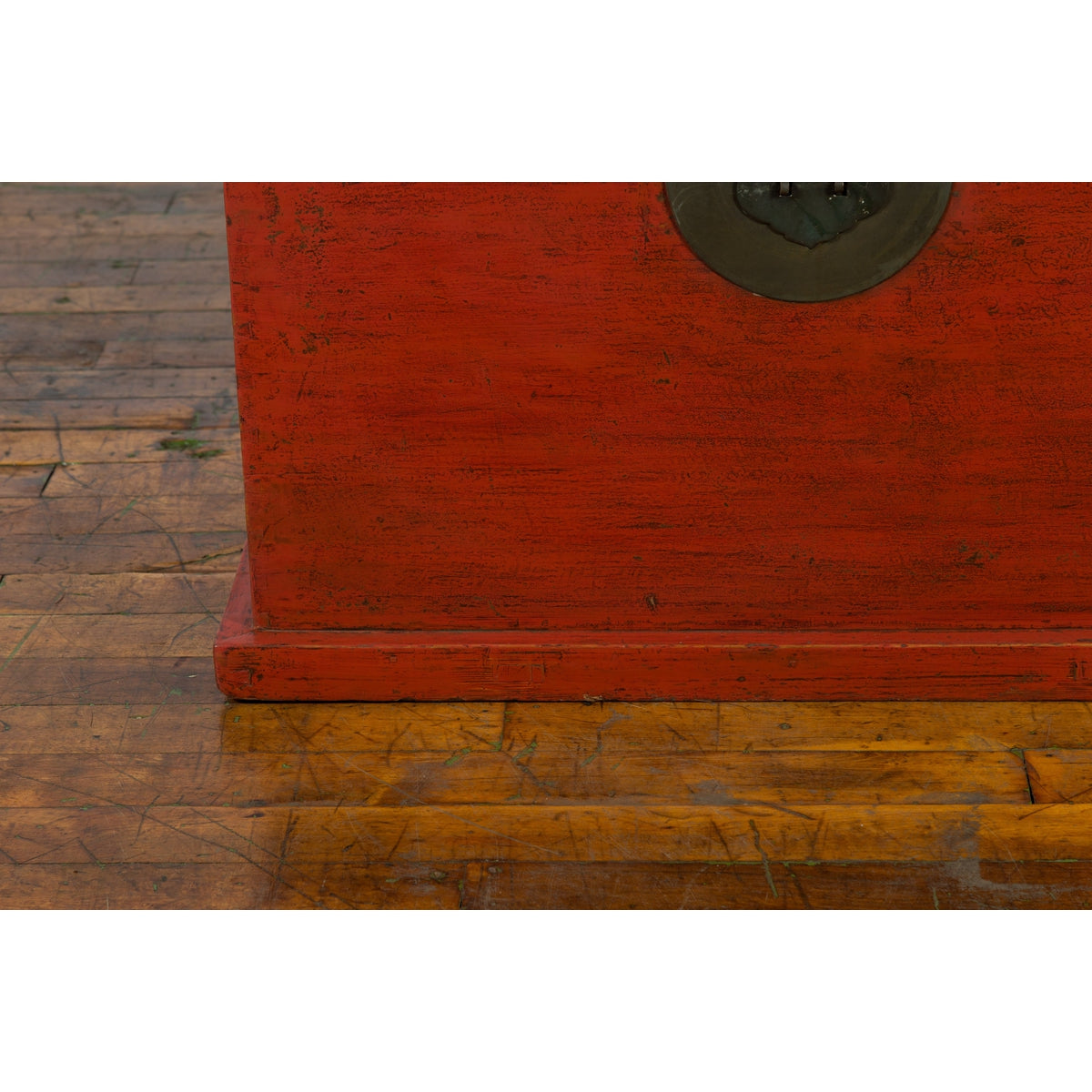 Chinese Qing Dynasty 19th Century Red Lacquer Blanket Chest with Brass Hardware-13. Asian & Chinese Furniture, Art, Antiques, Vintage Home Décor for sale at FEA Home