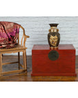 Chinese Qing Dynasty 19th Century Red Lacquer Blanket Chest with Brass Hardware-2. Asian & Chinese Furniture, Art, Antiques, Vintage Home Décor for sale at FEA Home
