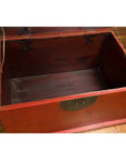 Chinese Qing Dynasty 19th Century Red Lacquer Blanket Chest with Brass Hardware-4. Asian & Chinese Furniture, Art, Antiques, Vintage Home Décor for sale at FEA Home