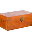 Chinese Antique Leather and Brass Trunk with Original Lacquer and Calligraphy-1. Asian & Chinese Furniture, Art, Antiques, Vintage Home Décor for sale at FEA Home