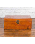 Chinese Antique Leather and Brass Trunk with Original Lacquer and Calligraphy-4. Asian & Chinese Furniture, Art, Antiques, Vintage Home Décor for sale at FEA Home