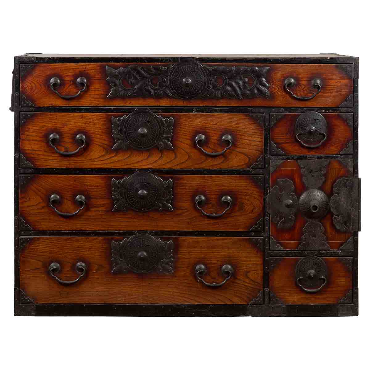 Japanese Meiji Period Keyaki Wood Tansu Clothing Chest in the Sendai Style-3. Asian & Chinese Furniture, Art, Antiques, Vintage Home Décor for sale at FEA Home
