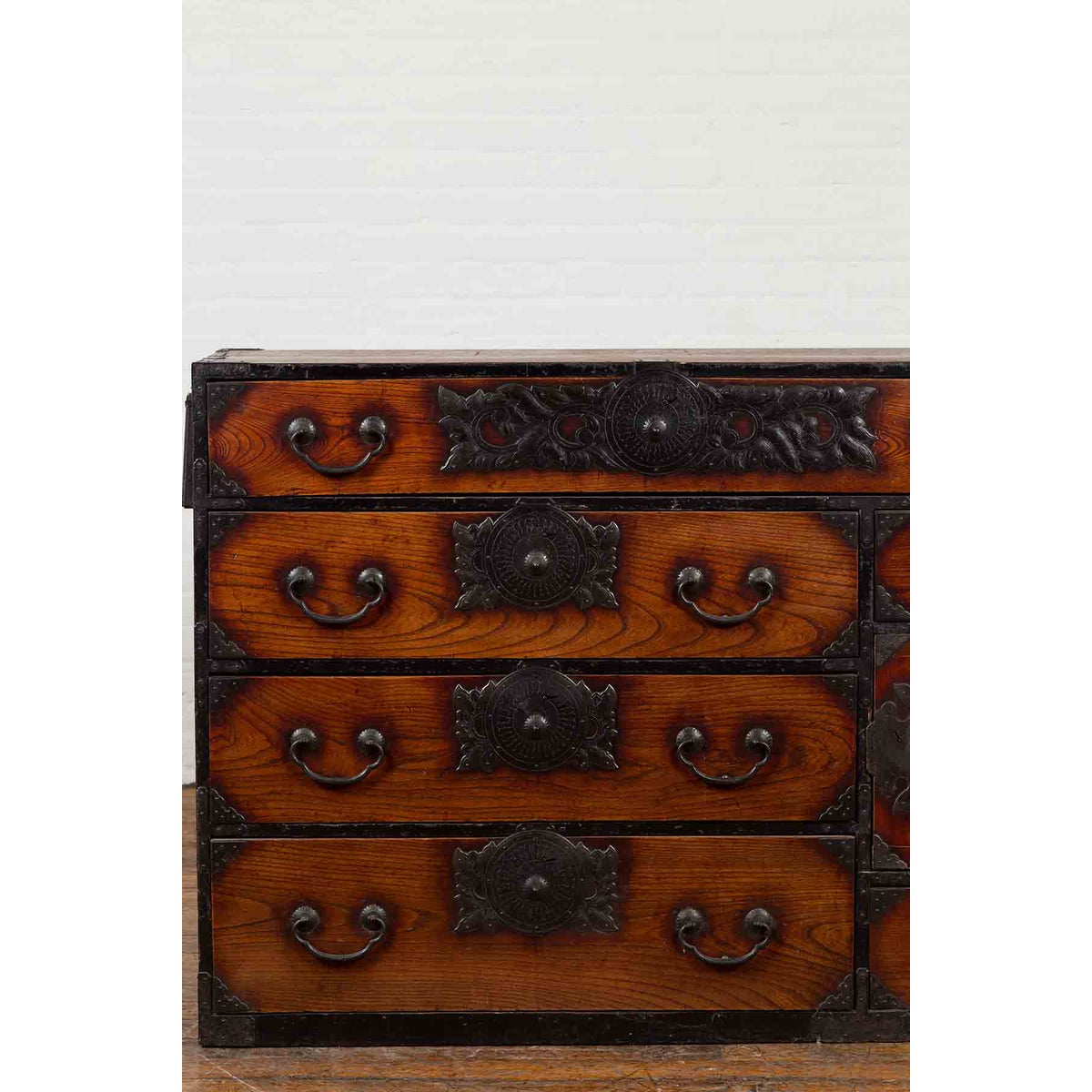 Japanese Meiji Period Keyaki Wood Tansu Clothing Chest in the Sendai Style-9. Asian & Chinese Furniture, Art, Antiques, Vintage Home Décor for sale at FEA Home