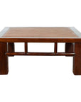 Chinese Early 20th Century Elmwood Coffee Table with Woven Rattan Top Inset-1. Asian & Chinese Furniture, Art, Antiques, Vintage Home Décor for sale at FEA Home