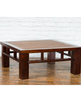 Chinese Early 20th Century Elmwood Coffee Table with Woven Rattan Top Inset-12. Asian & Chinese Furniture, Art, Antiques, Vintage Home Décor for sale at FEA Home