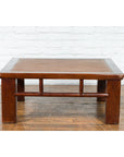 Chinese Early 20th Century Elmwood Coffee Table with Woven Rattan Top Inset-14. Asian & Chinese Furniture, Art, Antiques, Vintage Home Décor for sale at FEA Home