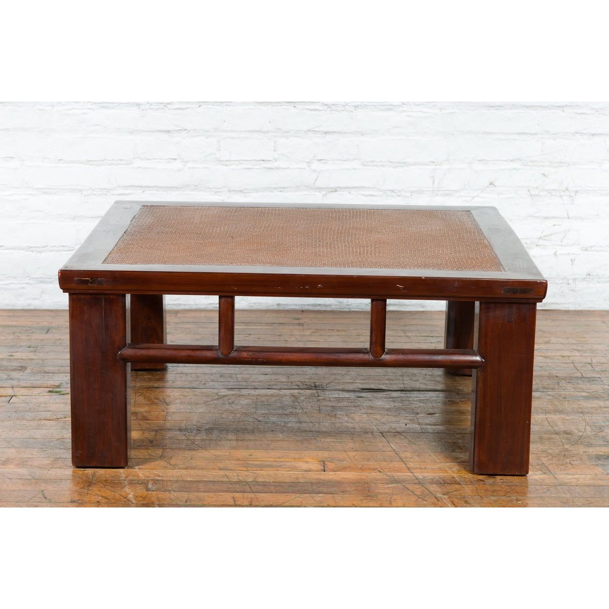 Chinese Early 20th Century Elmwood Coffee Table with Woven Rattan Top Inset-15. Asian & Chinese Furniture, Art, Antiques, Vintage Home Décor for sale at FEA Home