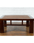 Chinese Early 20th Century Elmwood Coffee Table with Woven Rattan Top Inset-3. Asian & Chinese Furniture, Art, Antiques, Vintage Home Décor for sale at FEA Home