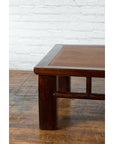 Chinese Early 20th Century Elmwood Coffee Table with Woven Rattan Top Inset-4. Asian & Chinese Furniture, Art, Antiques, Vintage Home Décor for sale at FEA Home
