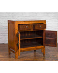 Chinese Antique Elm and Burlwood Two-Toned Side Cabinet with Doors and Drawers-4. Asian & Chinese Furniture, Art, Antiques, Vintage Home Décor for sale at FEA Home