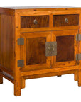 Chinese Antique Elm and Burlwood Two-Toned Side Cabinet with Doors and Drawers-1. Asian & Chinese Furniture, Art, Antiques, Vintage Home Décor for sale at FEA Home