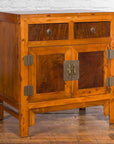 Chinese Antique Elm and Burlwood Two-Toned Side Cabinet with Doors and Drawers-2. Asian & Chinese Furniture, Art, Antiques, Vintage Home Décor for sale at FEA Home