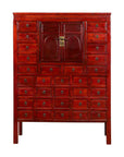 Chinese Qing Dynasty Period Red Lacquered Apothecary Cabinet with 32 Drawers-1. Asian & Chinese Furniture, Art, Antiques, Vintage Home Décor for sale at FEA Home