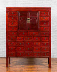 Chinese Qing Dynasty Period Red Lacquered Apothecary Cabinet with 32 Drawers-2. Asian & Chinese Furniture, Art, Antiques, Vintage Home Décor for sale at FEA Home