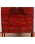Chinese Qing Dynasty Period Red Lacquered Apothecary Cabinet with 32 Drawers-7. Asian & Chinese Furniture, Art, Antiques, Vintage Home Décor for sale at FEA Home