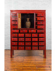 Chinese Qing Dynasty Period Red Lacquered Apothecary Cabinet with 32 Drawers-4. Asian & Chinese Furniture, Art, Antiques, Vintage Home Décor for sale at FEA Home