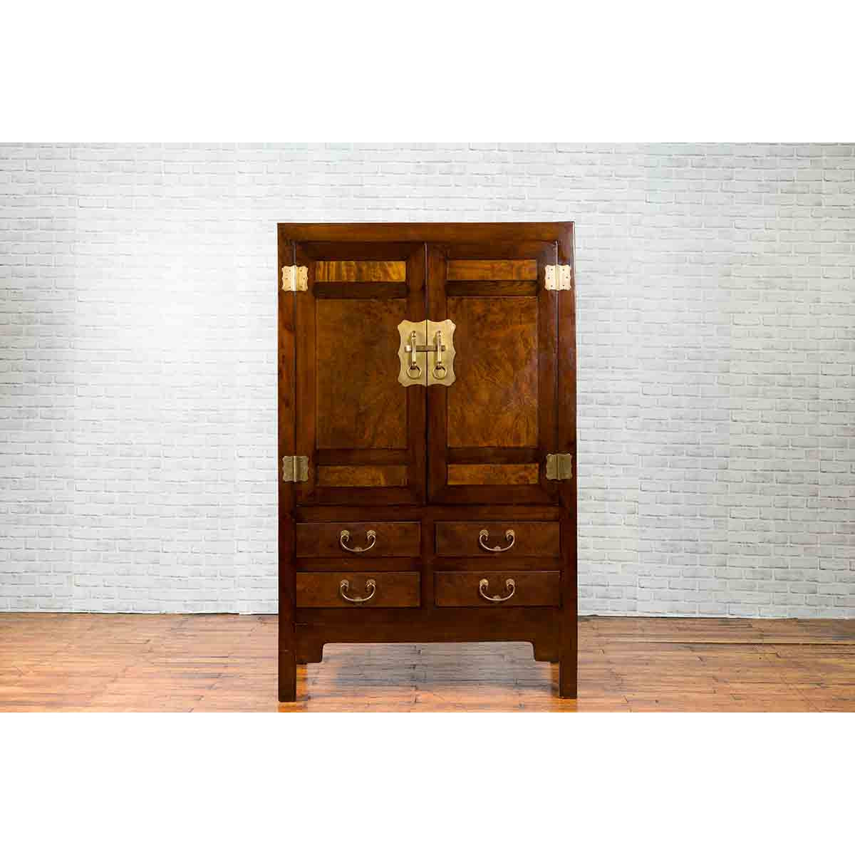 Chinese Qing Dynasty 19th Century Elm and Wood Cabinet with Doors and Drawers-4. Asian & Chinese Furniture, Art, Antiques, Vintage Home Décor for sale at FEA Home