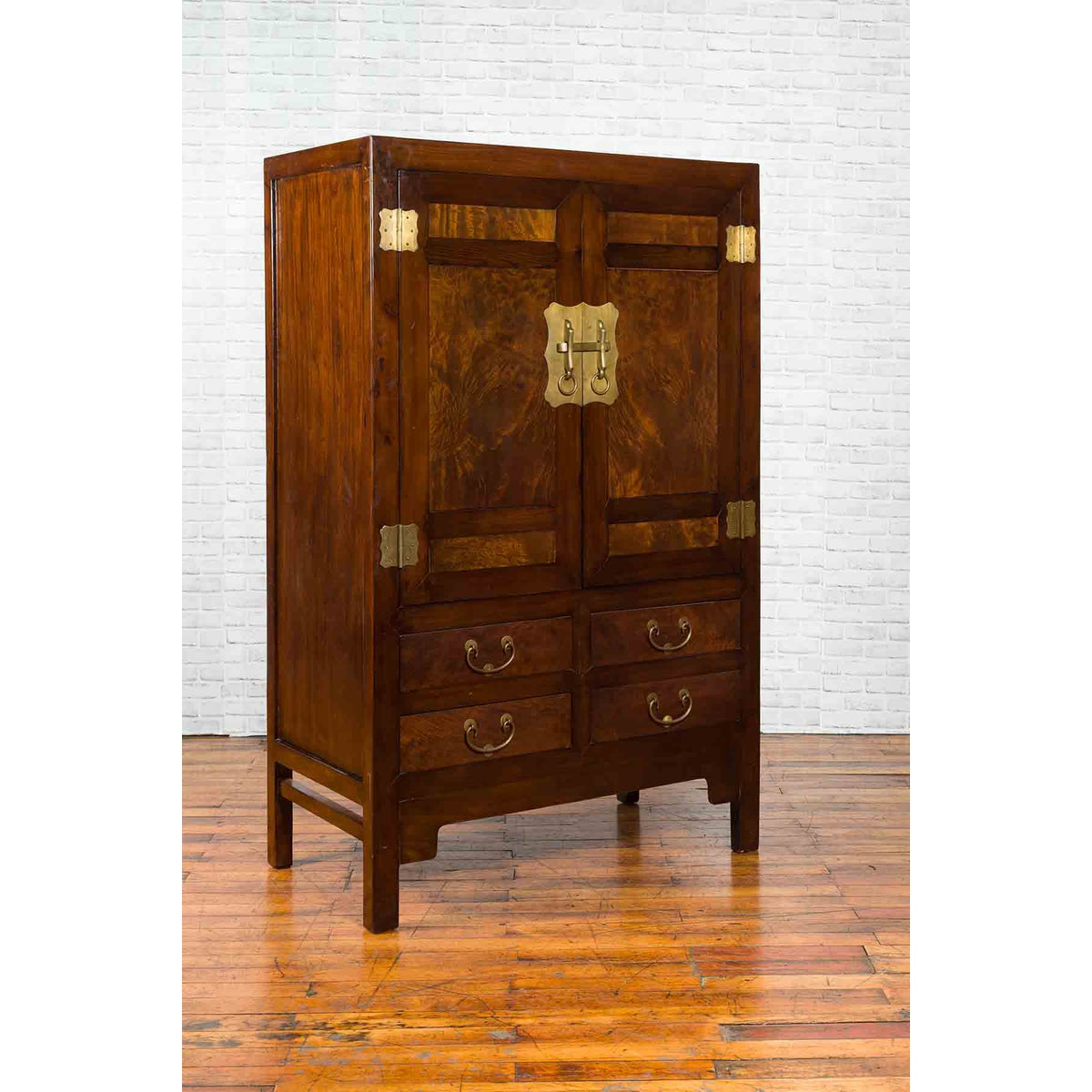 Chinese Qing Dynasty 19th Century Elm and Wood Cabinet with Doors and Drawers-3. Asian & Chinese Furniture, Art, Antiques, Vintage Home Décor for sale at FEA Home