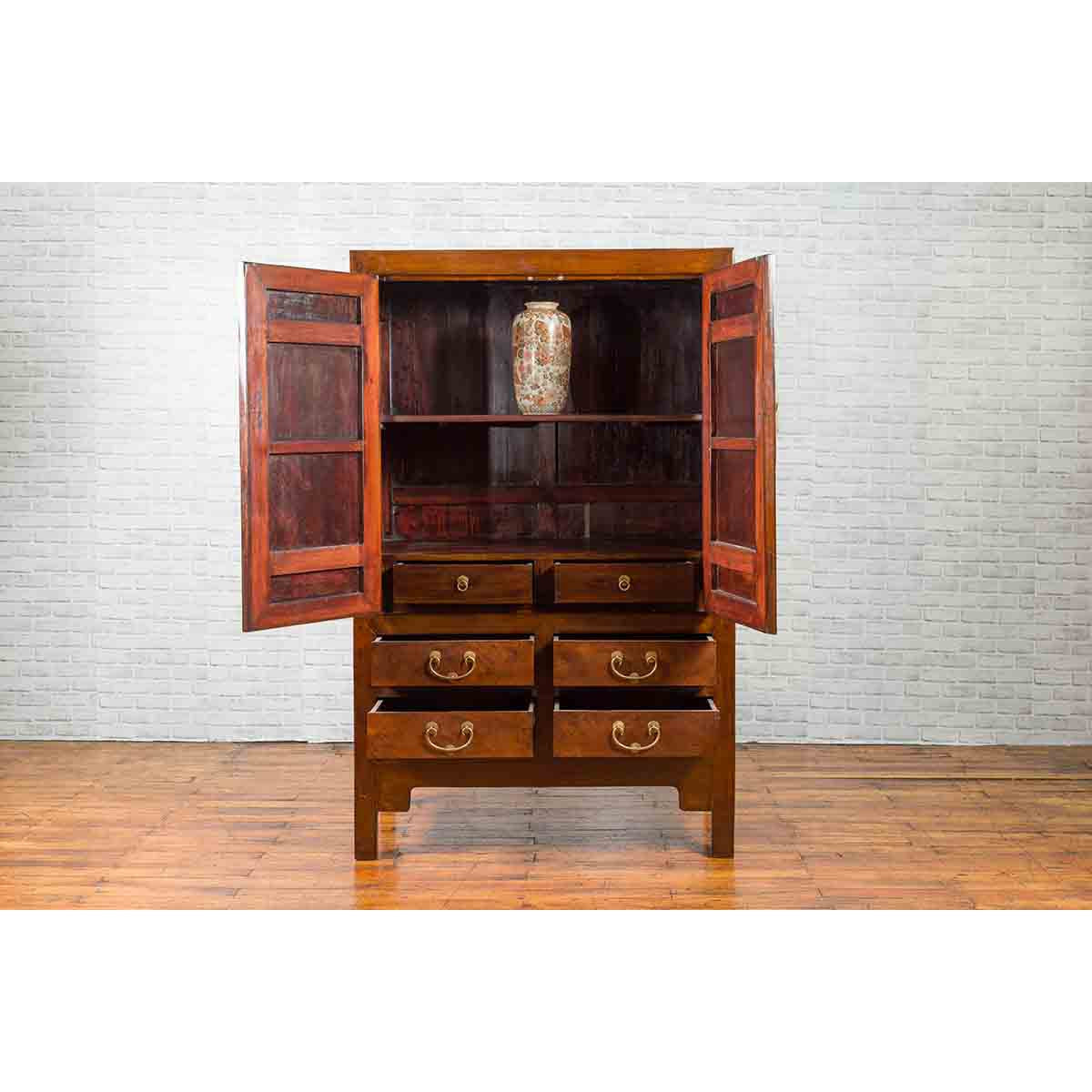 Chinese Qing Dynasty 19th Century Elm and Wood Cabinet with Doors and Drawers-5. Asian & Chinese Furniture, Art, Antiques, Vintage Home Décor for sale at FEA Home