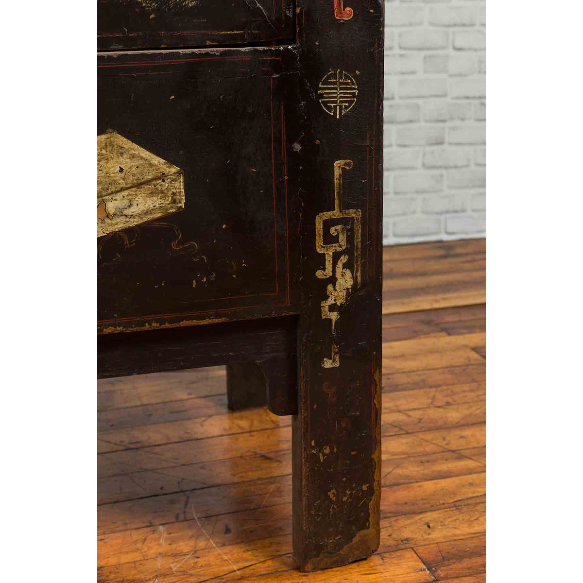Chinese Qing Two-Door Cabinet with Chinoiserie and Original Black Lacquer-14. Asian & Chinese Furniture, Art, Antiques, Vintage Home Décor for sale at FEA Home