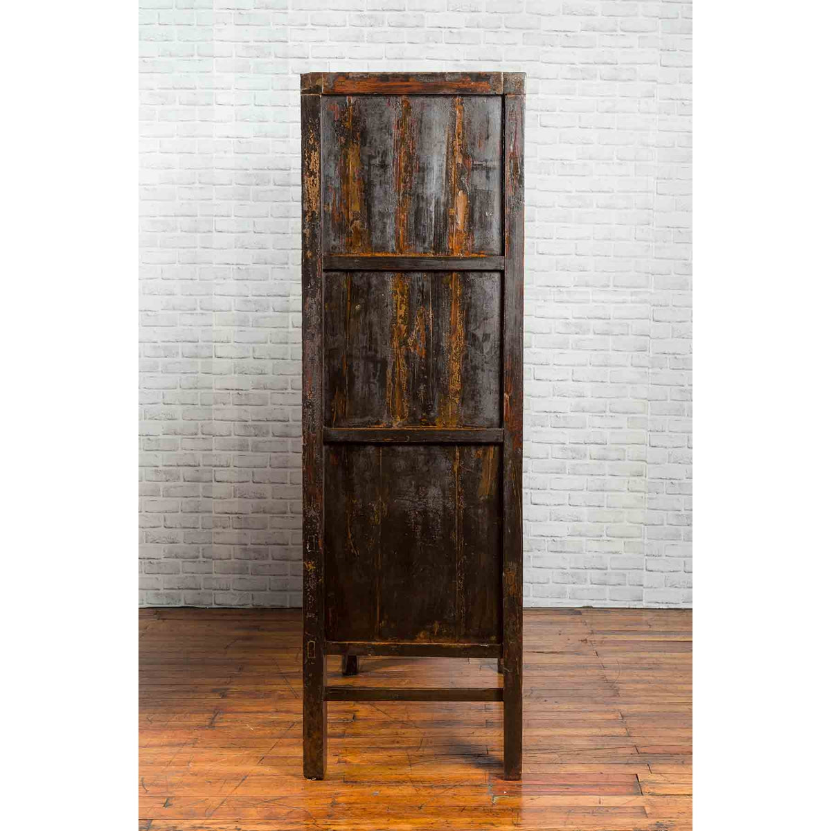 Chinese Qing Two-Door Cabinet with Chinoiserie and Original Black Lacquer-18. Asian & Chinese Furniture, Art, Antiques, Vintage Home Décor for sale at FEA Home