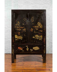 Chinese Qing Two-Door Cabinet with Chinoiserie and Original Black Lacquer-3. Asian & Chinese Furniture, Art, Antiques, Vintage Home Décor for sale at FEA Home