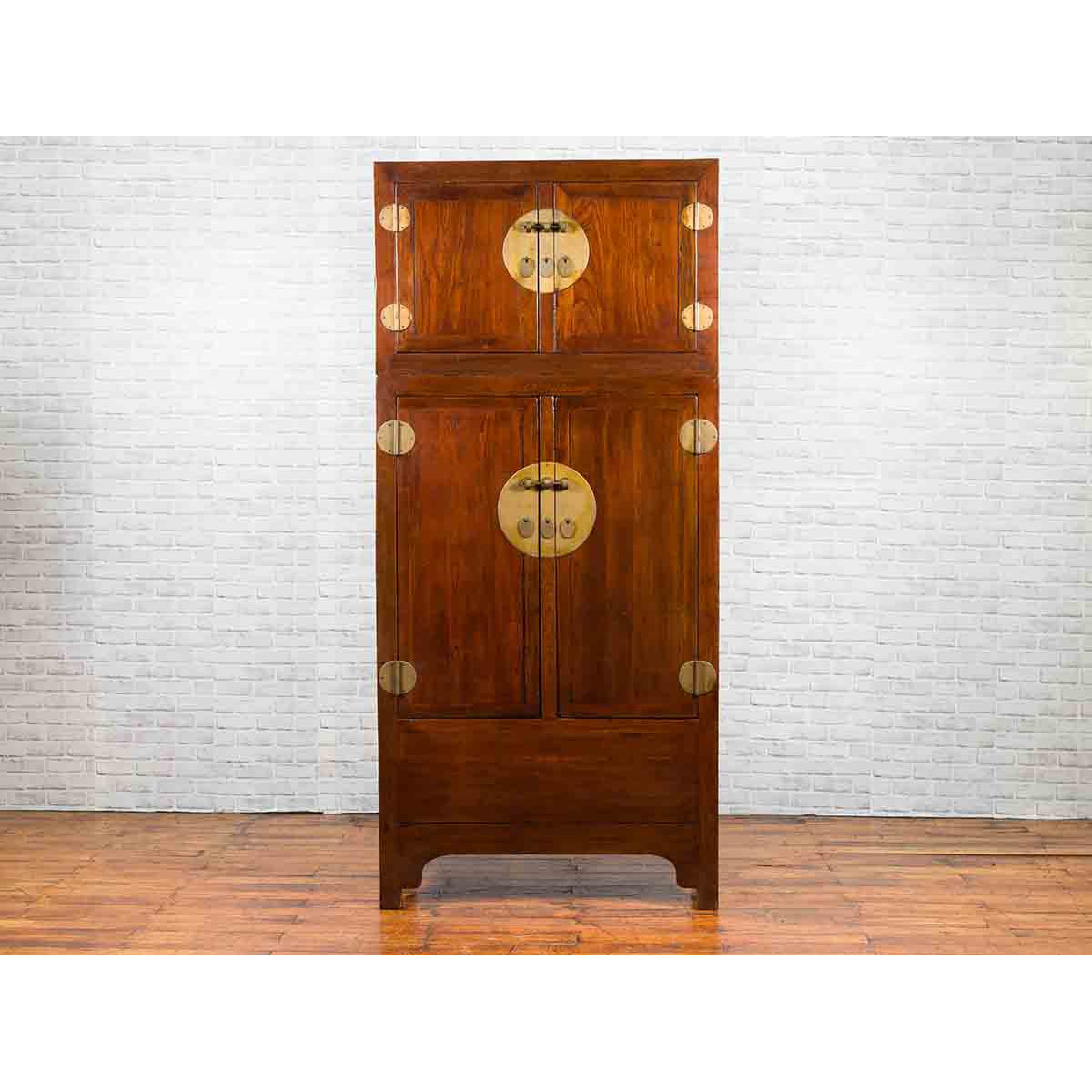 Chinese Qing Dynasty 19th Century Elm and Burl Wood Multiseason Compound Cabinet-13. Asian & Chinese Furniture, Art, Antiques, Vintage Home Décor for sale at FEA Home