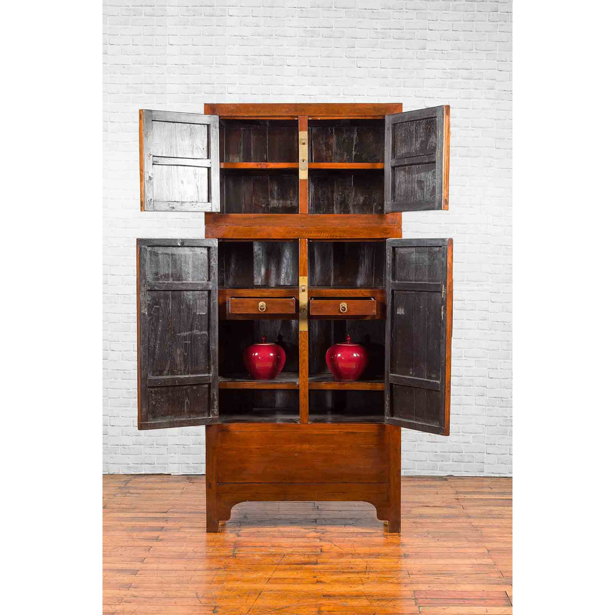 Chinese Qing Dynasty 19th Century Elm and Burl Wood Multiseason Compound Cabinet-5. Asian & Chinese Furniture, Art, Antiques, Vintage Home Décor for sale at FEA Home