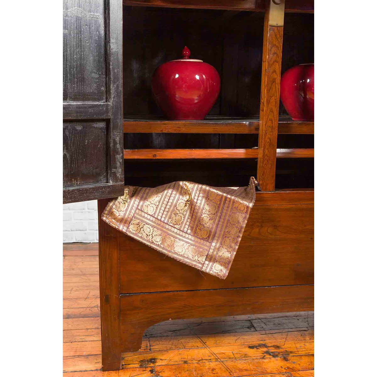 Chinese Qing Dynasty 19th Century Elm and Burl Wood Multiseason Compound Cabinet-6. Asian & Chinese Furniture, Art, Antiques, Vintage Home Décor for sale at FEA Home