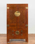 Chinese Hebei Province Early 20th Century Burl Wood Cabinet with Brass Medallion-2. Asian & Chinese Furniture, Art, Antiques, Vintage Home Décor for sale at FEA Home