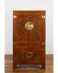 Chinese Hebei Province Early 20th Century Burl Wood Cabinet with Brass Medallion-3. Asian & Chinese Furniture, Art, Antiques, Vintage Home Décor for sale at FEA Home