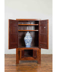 Chinese Hebei Province Early 20th Century Burl Wood Cabinet with Brass Medallion-4. Asian & Chinese Furniture, Art, Antiques, Vintage Home Décor for sale at FEA Home