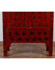 19th Century Red Lacquer Cabinet with Butterfly Design-9. Asian & Chinese Furniture, Art, Antiques, Vintage Home Décor for sale at FEA Home