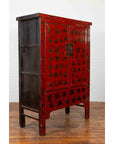 19th Century Red Lacquer Cabinet with Butterfly Design-4. Asian & Chinese Furniture, Art, Antiques, Vintage Home Décor for sale at FEA Home