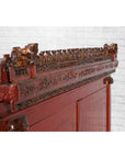Chinese Qing Dynasty 19th Century Red Lacquered Wedding Cabinet with Carving-13. Asian & Chinese Furniture, Art, Antiques, Vintage Home Décor for sale at FEA Home