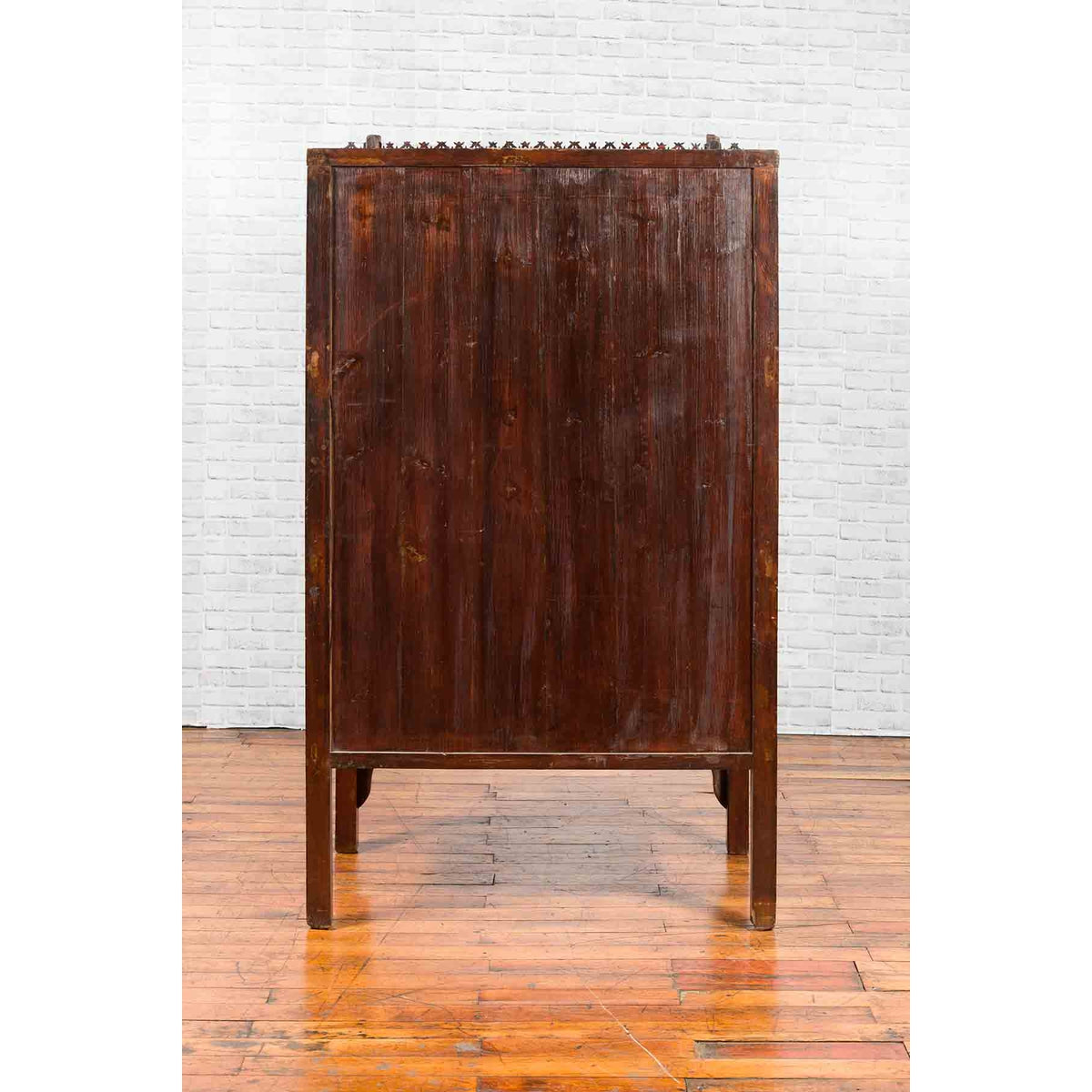 Chinese Qing Dynasty 19th Century Red Lacquered Wedding Cabinet with Carving-14. Asian & Chinese Furniture, Art, Antiques, Vintage Home Décor for sale at FEA Home