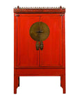 Chinese Qing Dynasty 19th Century Red Lacquered Wedding Cabinet with Carving-1. Asian & Chinese Furniture, Art, Antiques, Vintage Home Décor for sale at FEA Home
