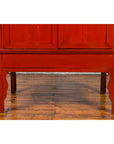 Chinese Qing Dynasty 19th Century Red Lacquered Wedding Cabinet with Carving-9. Asian & Chinese Furniture, Art, Antiques, Vintage Home Décor for sale at FEA Home