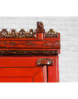 Chinese Qing Dynasty 19th Century Red Lacquered Wedding Cabinet with Carving-11. Asian & Chinese Furniture, Art, Antiques, Vintage Home Décor for sale at FEA Home