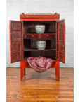 Chinese Qing Dynasty 19th Century Red Lacquered Wedding Cabinet with Carving-5. Asian & Chinese Furniture, Art, Antiques, Vintage Home Décor for sale at FEA Home