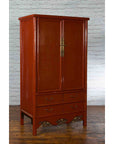Chinese Red Lacquer Ming Dynasty Style Cabinet with Floral-Carved Gilt Apron-11. Asian & Chinese Furniture, Art, Antiques, Vintage Home Décor for sale at FEA Home