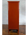 Chinese Red Lacquer Ming Dynasty Style Cabinet with Floral-Carved Gilt Apron-12. Asian & Chinese Furniture, Art, Antiques, Vintage Home Décor for sale at FEA Home