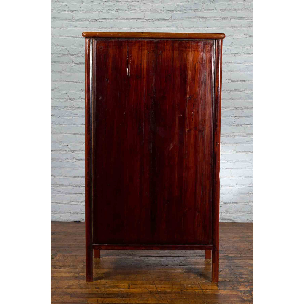 Chinese Red Lacquer Ming Dynasty Style Cabinet with Floral-Carved Gilt Apron-13. Asian & Chinese Furniture, Art, Antiques, Vintage Home Décor for sale at FEA Home