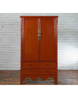Chinese Red Lacquer Ming Dynasty Style Cabinet with Floral-Carved Gilt Apron-2. Asian & Chinese Furniture, Art, Antiques, Vintage Home Décor for sale at FEA Home