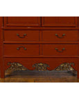 Chinese Red Lacquer Ming Dynasty Style Cabinet with Floral-Carved Gilt Apron-6. Asian & Chinese Furniture, Art, Antiques, Vintage Home Décor for sale at FEA Home