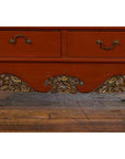 Chinese Red Lacquer Ming Dynasty Style Cabinet with Floral-Carved Gilt Apron-10. Asian & Chinese Furniture, Art, Antiques, Vintage Home Décor for sale at FEA Home
