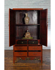 Chinese Red Lacquer Ming Dynasty Style Cabinet with Floral-Carved Gilt Apron-4. Asian & Chinese Furniture, Art, Antiques, Vintage Home Décor for sale at FEA Home