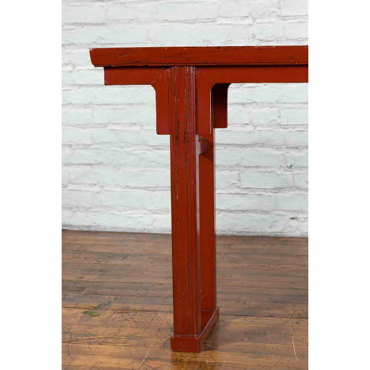 19th Century Chinese Qing Dynasty Period Red Lacquer Console Altar Table-13. Asian & Chinese Furniture, Art, Antiques, Vintage Home Décor for sale at FEA Home