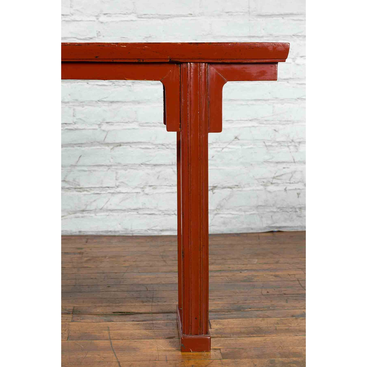 19th Century Chinese Qing Dynasty Period Red Lacquer Console Altar Table-14. Asian & Chinese Furniture, Art, Antiques, Vintage Home Décor for sale at FEA Home