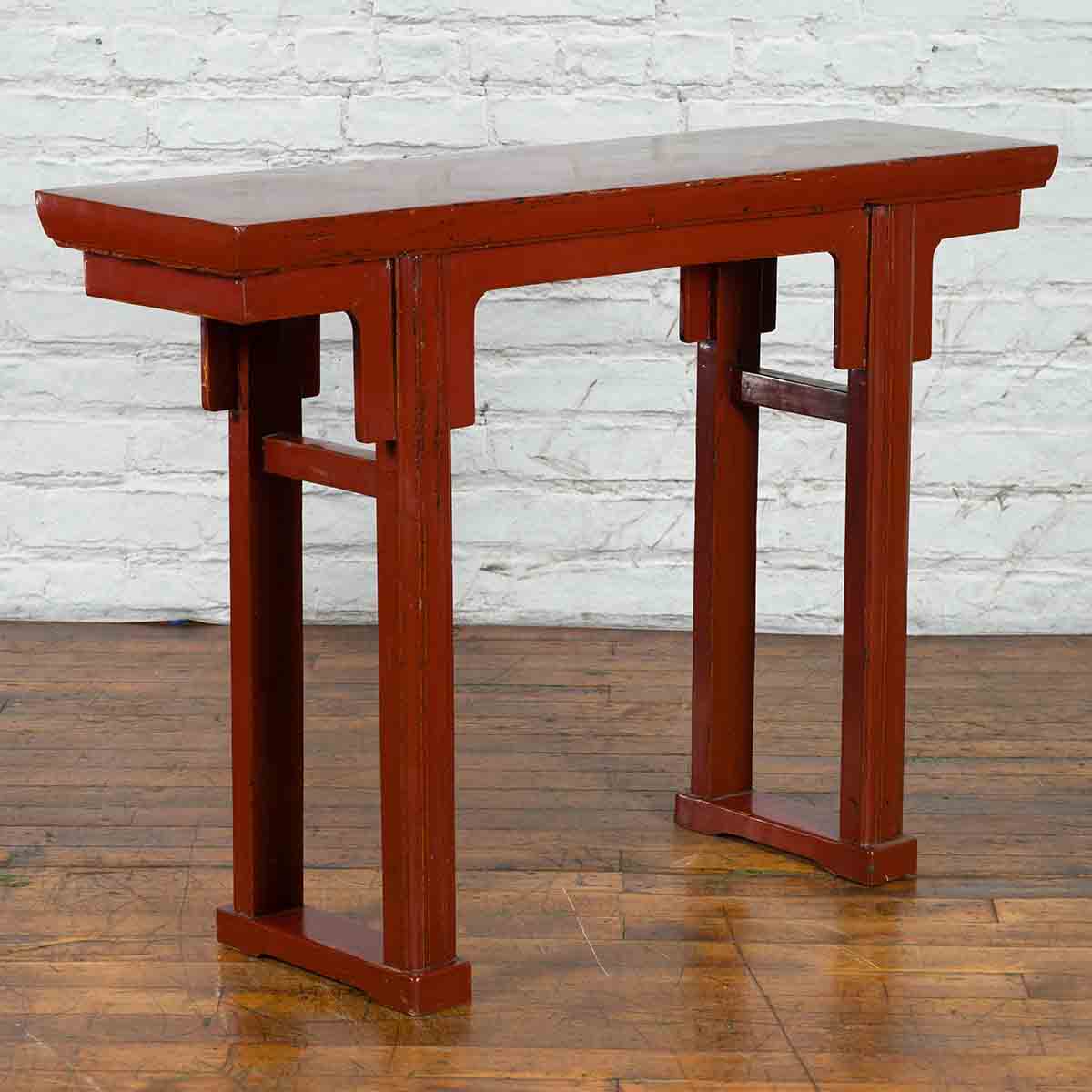 19th Century Chinese Qing Dynasty Period Red Lacquer Console Altar Table-2. Asian & Chinese Furniture, Art, Antiques, Vintage Home Décor for sale at FEA Home